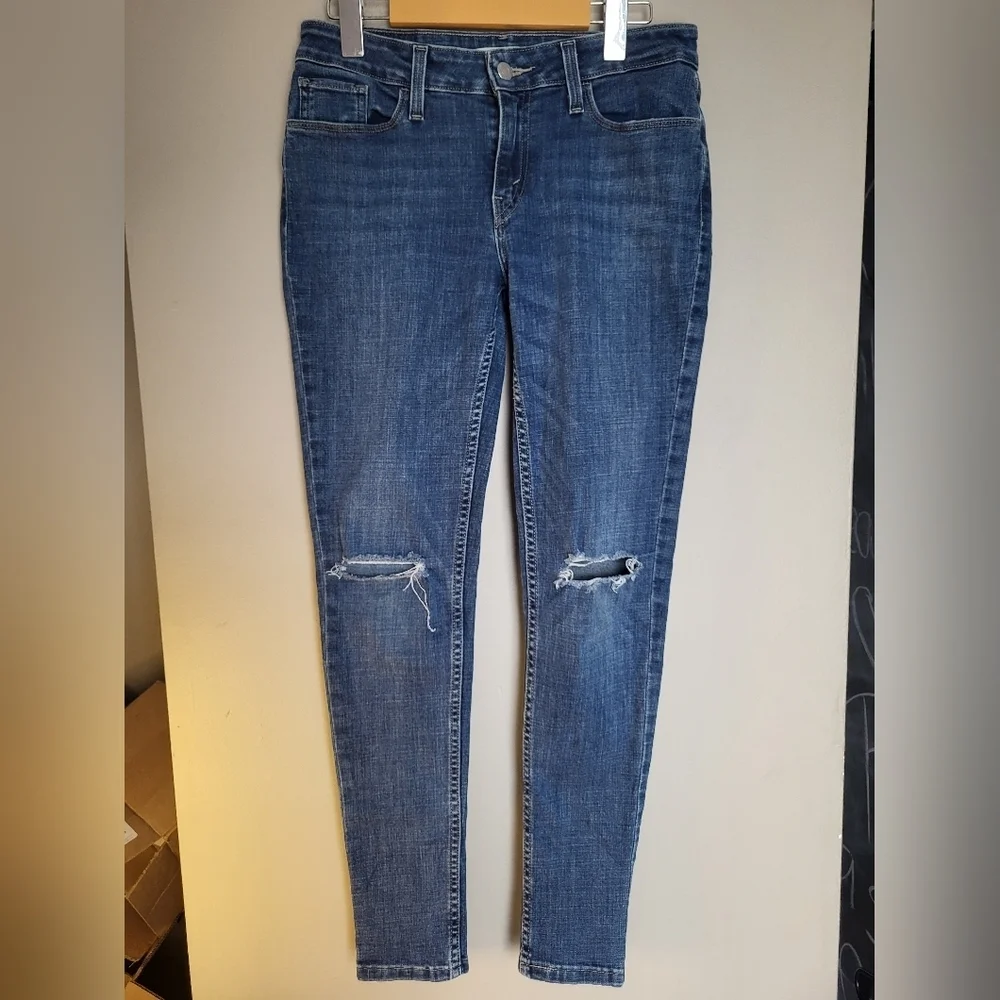 Levi Women's Blue Distressed Jeans 535 Super Skinny, Size 29 - Picture 2 of 5